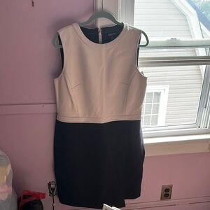 Ellen Tracy Cream Tan Sleeveless Sheath Mini Dress